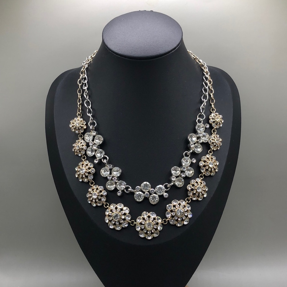 Curated bundle lot 2 rhinestone & crystals dazzling necklaces formal dressy